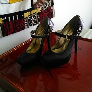 Brown platform Mary Janes